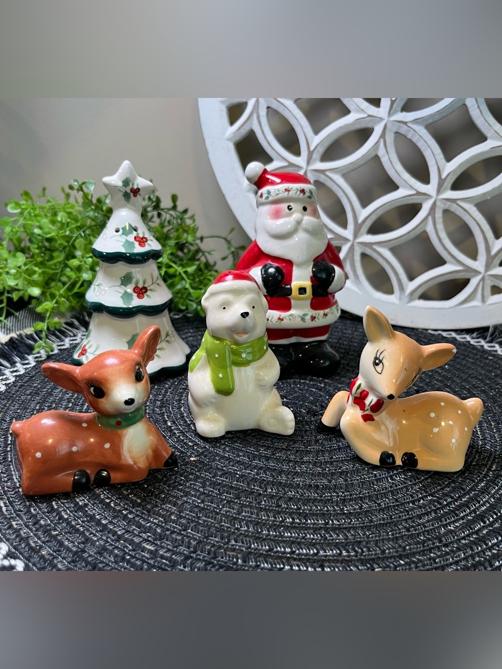 Holiday Ceramic Salt & Pepper Figurines - Set of Five